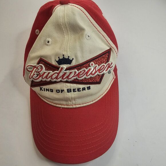 Budweiser King of Beers Adjustable Baseball Cap Hat Embroidered Glitter S0126 - Picture 1 of 8